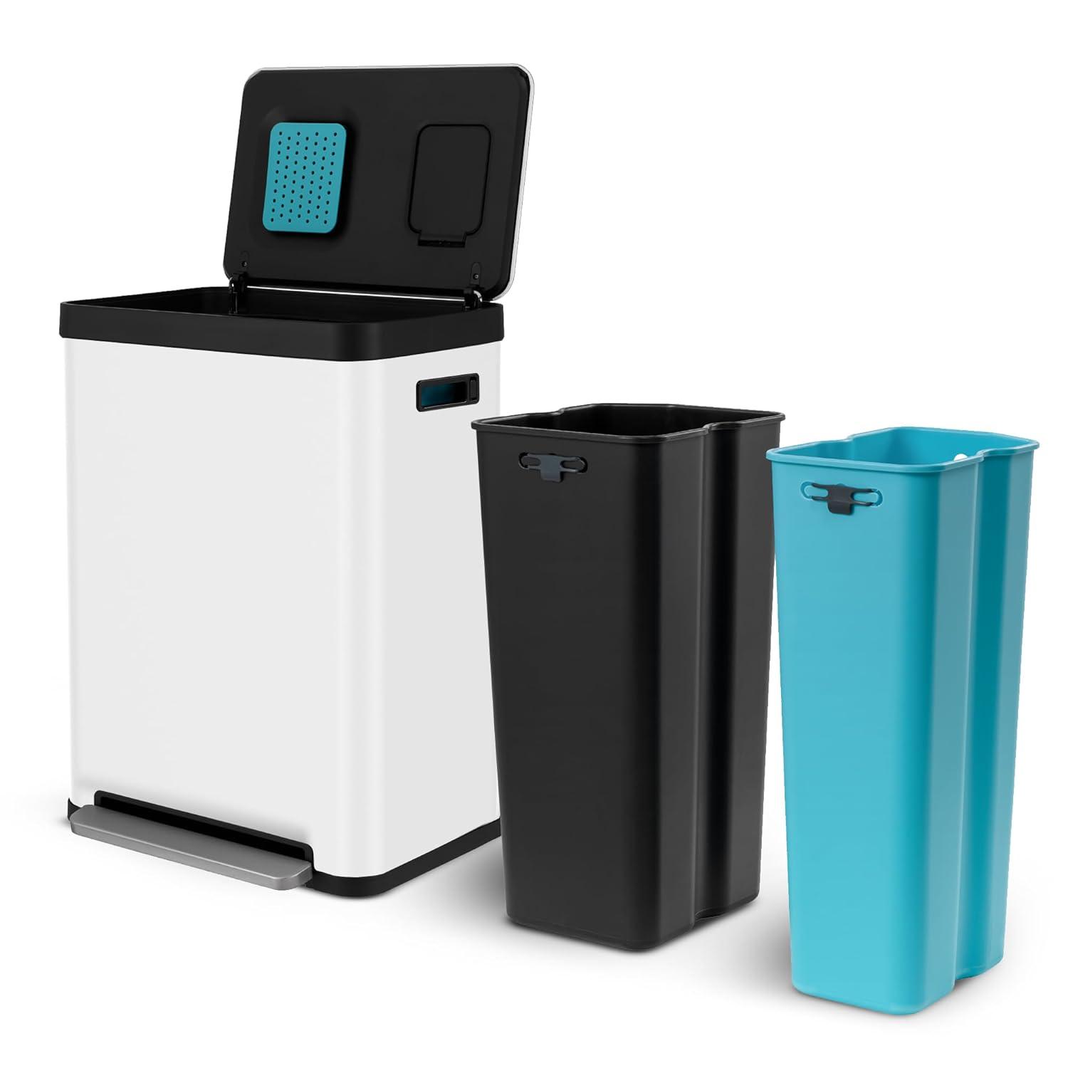 18.5 Gallon Dual Compartment Trash Can with CleanAura - 70 Liters Total
