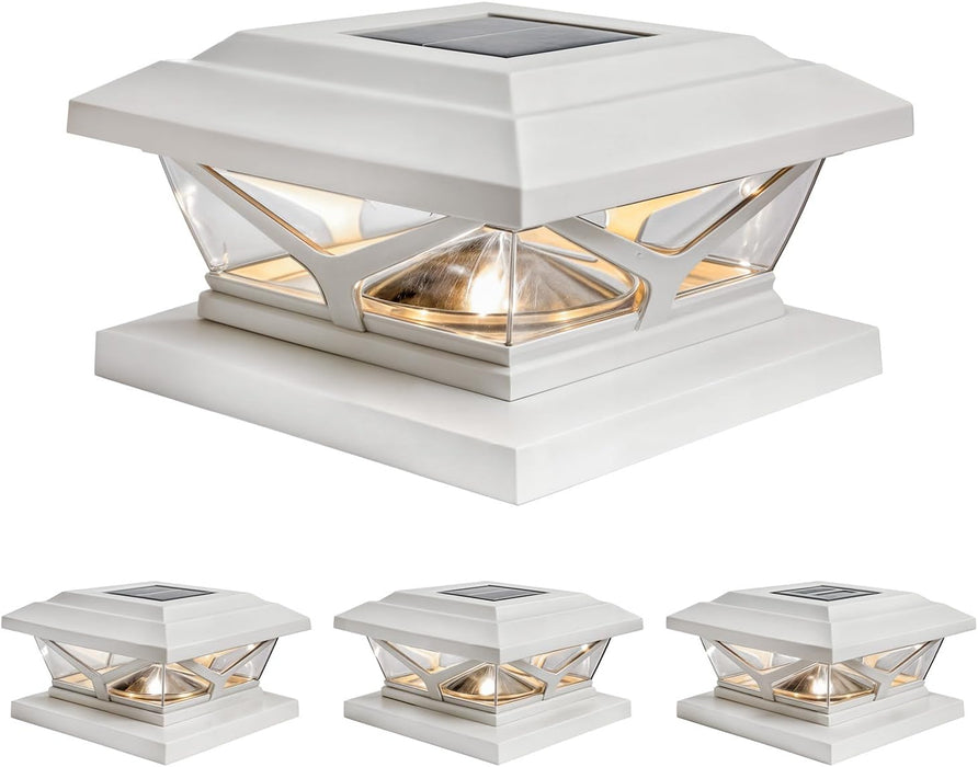 LED Adjustable Crown Style Solar Powered Post Cap Light - 4-Pack