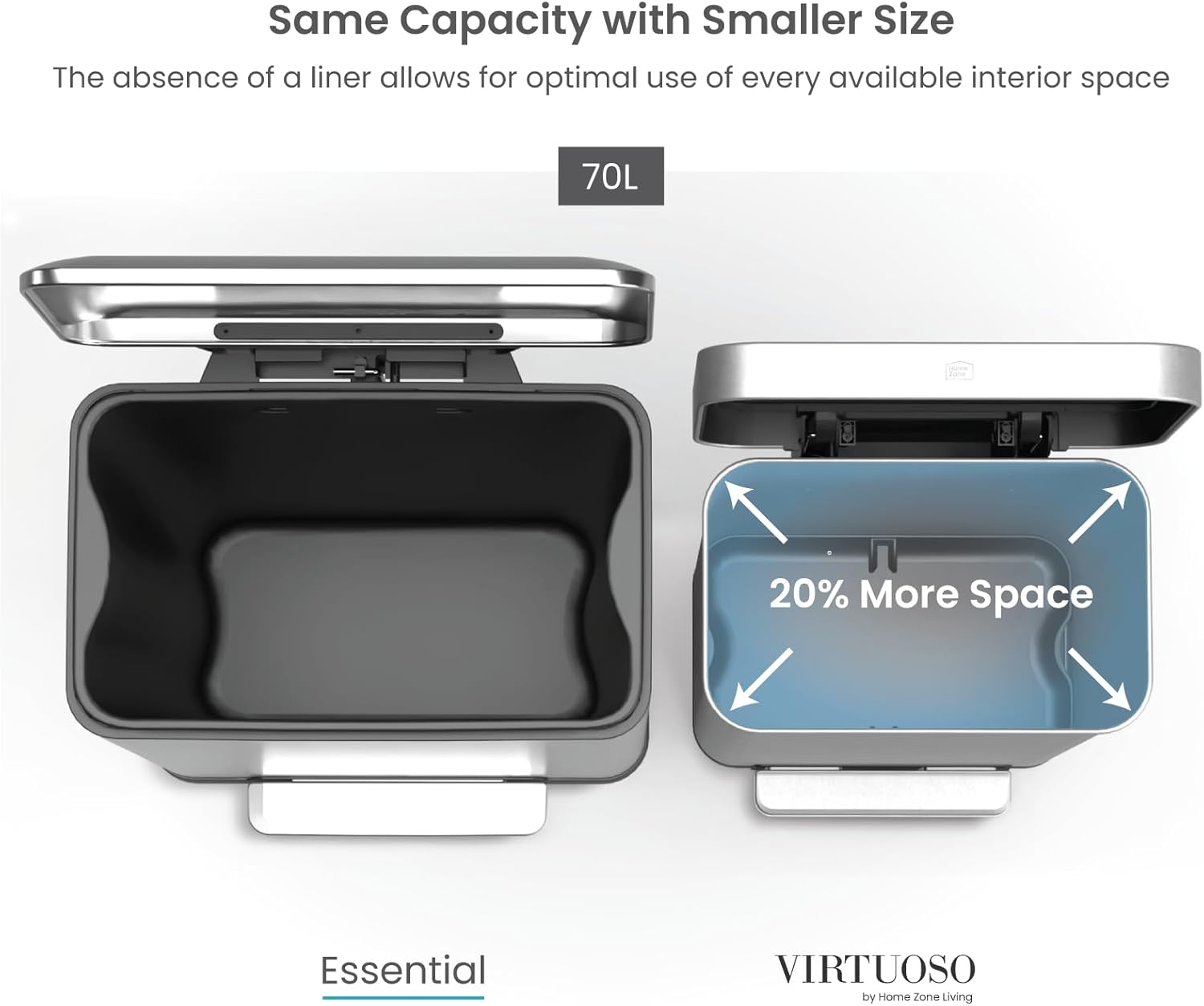18.5 Gallon Virtuoso 2.0 Trash Can - 70 Liter