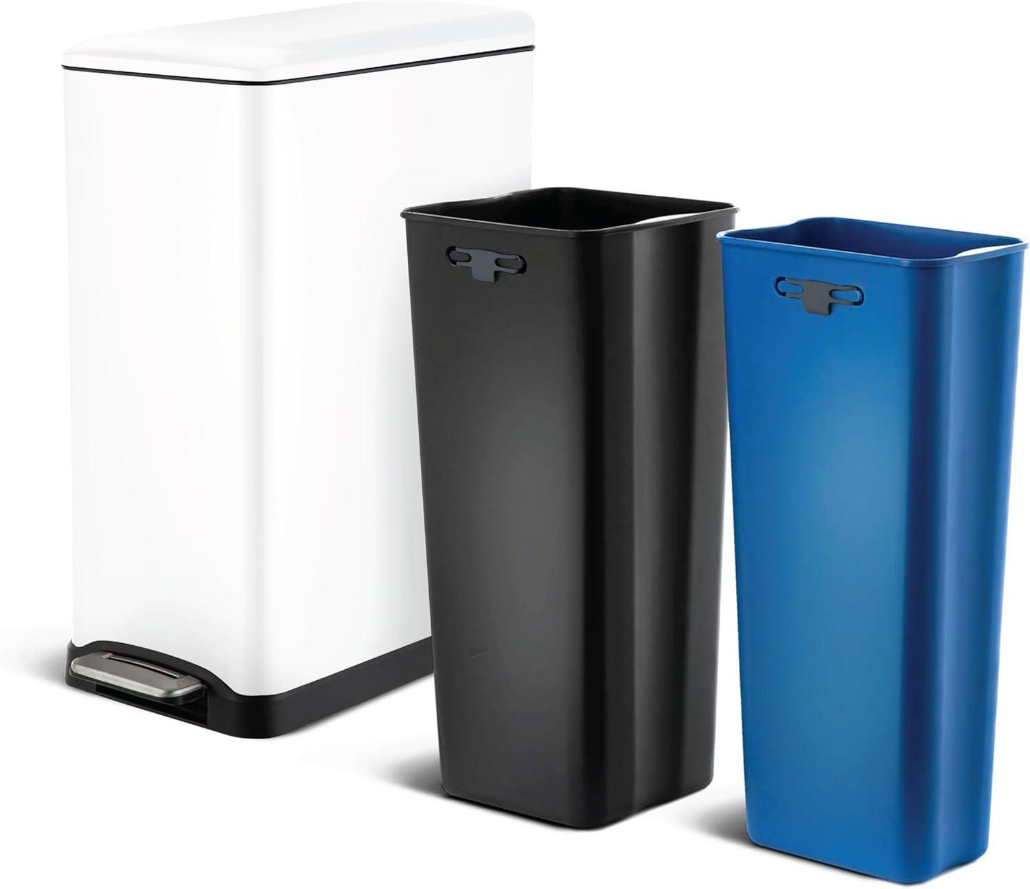 13 Gallon Slim Trash Can with Dual Compartments - 50 Liters Total
