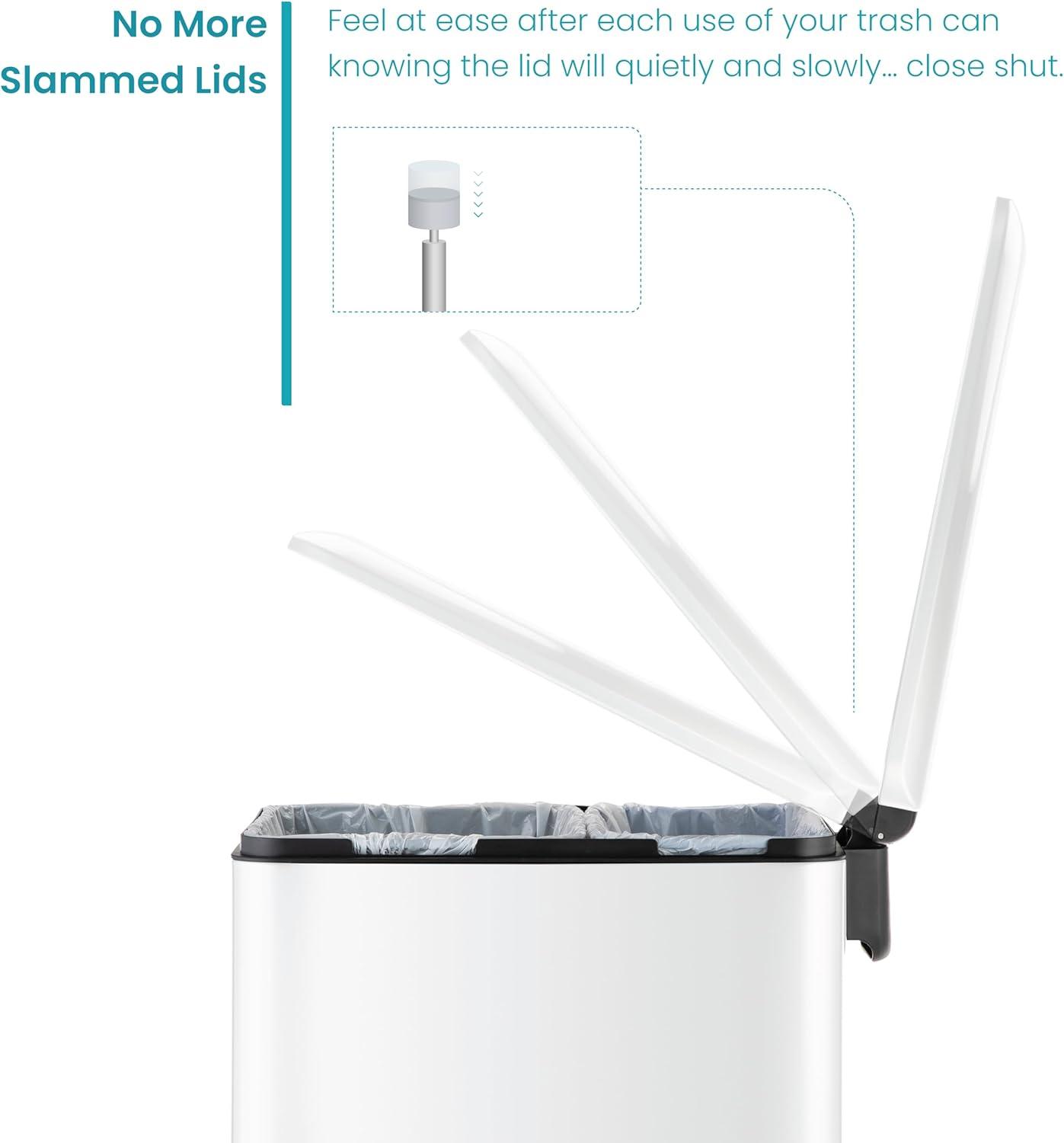 13 Gallon Slim Trash Can with Dual Compartments - 50 Liters Total