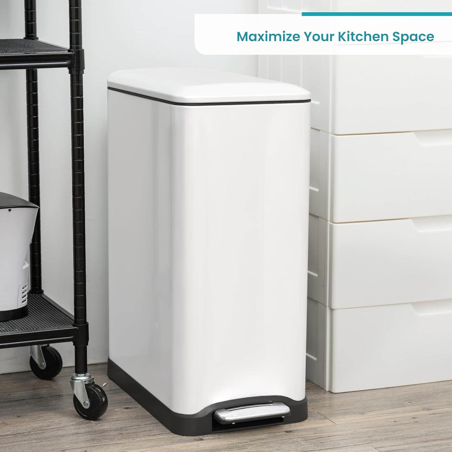 13 Gallon Slim Trash Can with Dual Compartments - 50 Liters Total