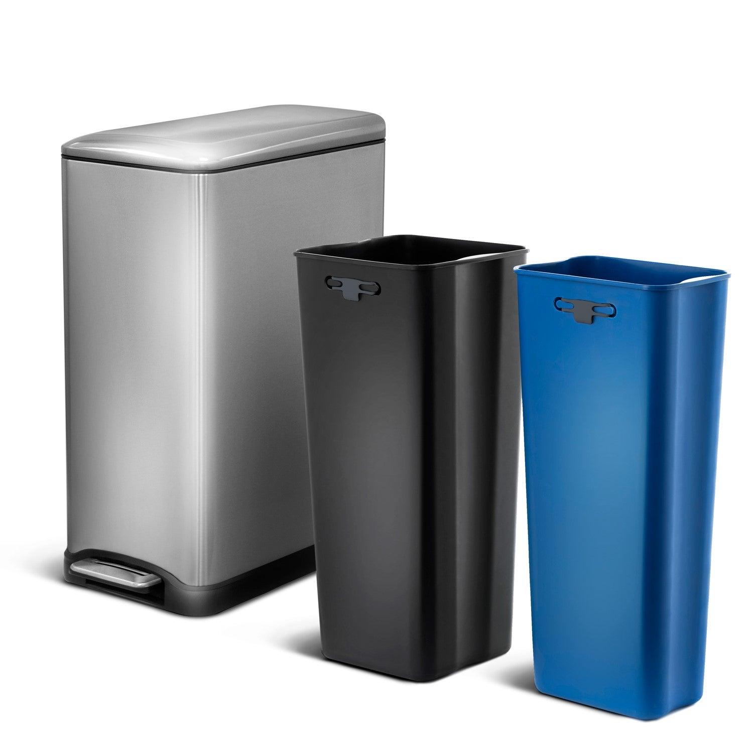 13 Gallon Slim Trash Can with Dual Compartments - 50 Liters Total