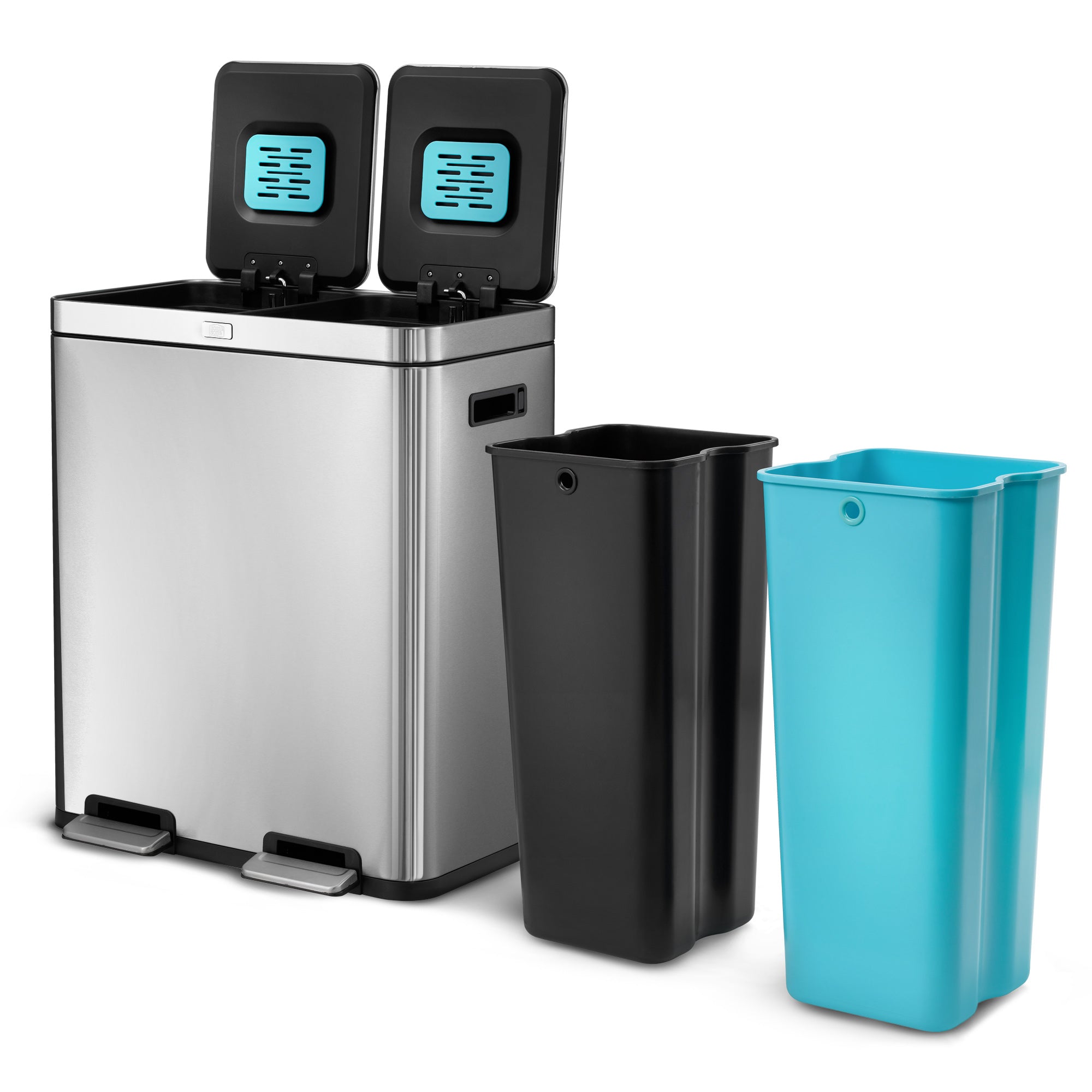 16 Gallon Dual Compartment Trash Can with CleanAura - 60 Liters Total
