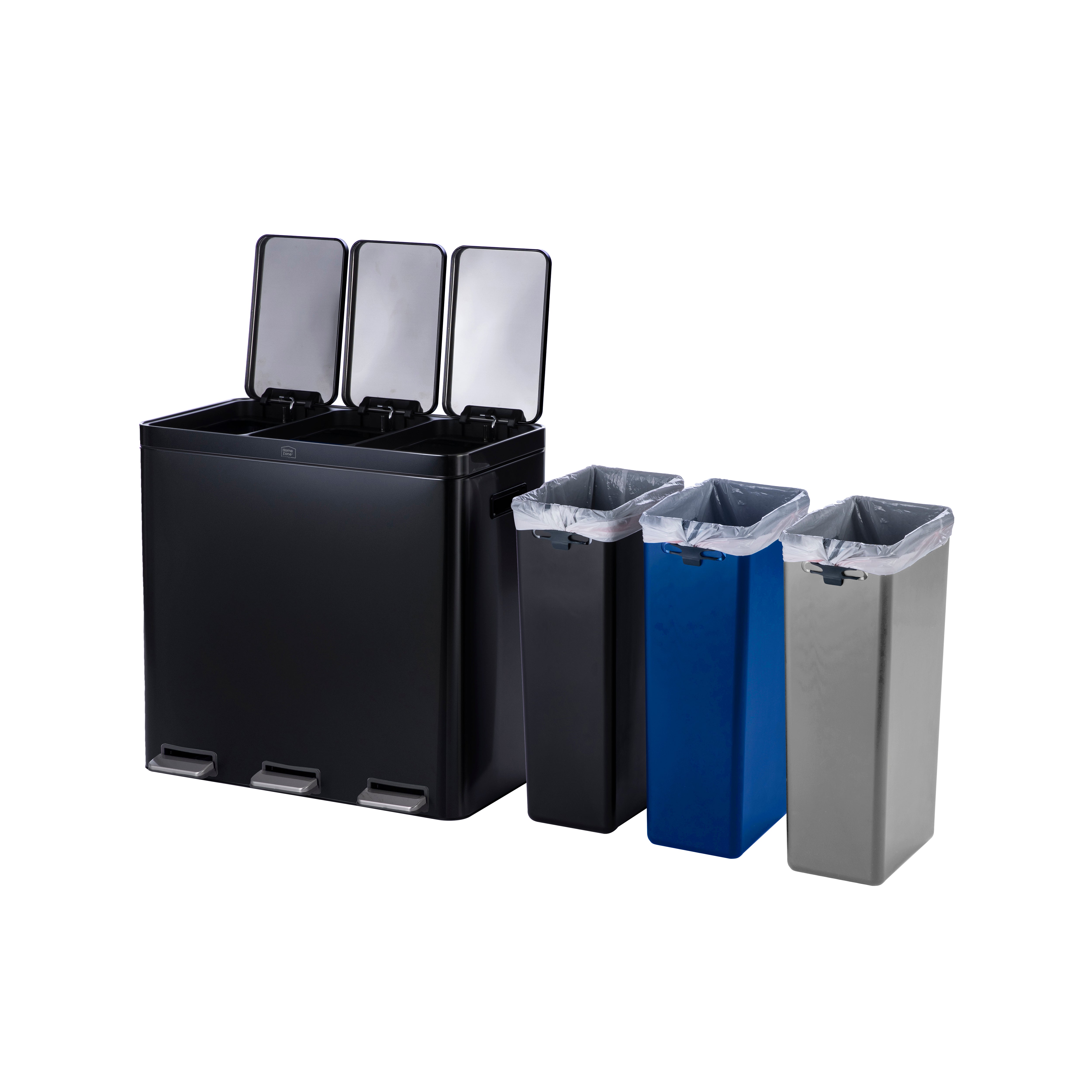 16 Gallon Three Compartment Trash Can - 60 Liters Total