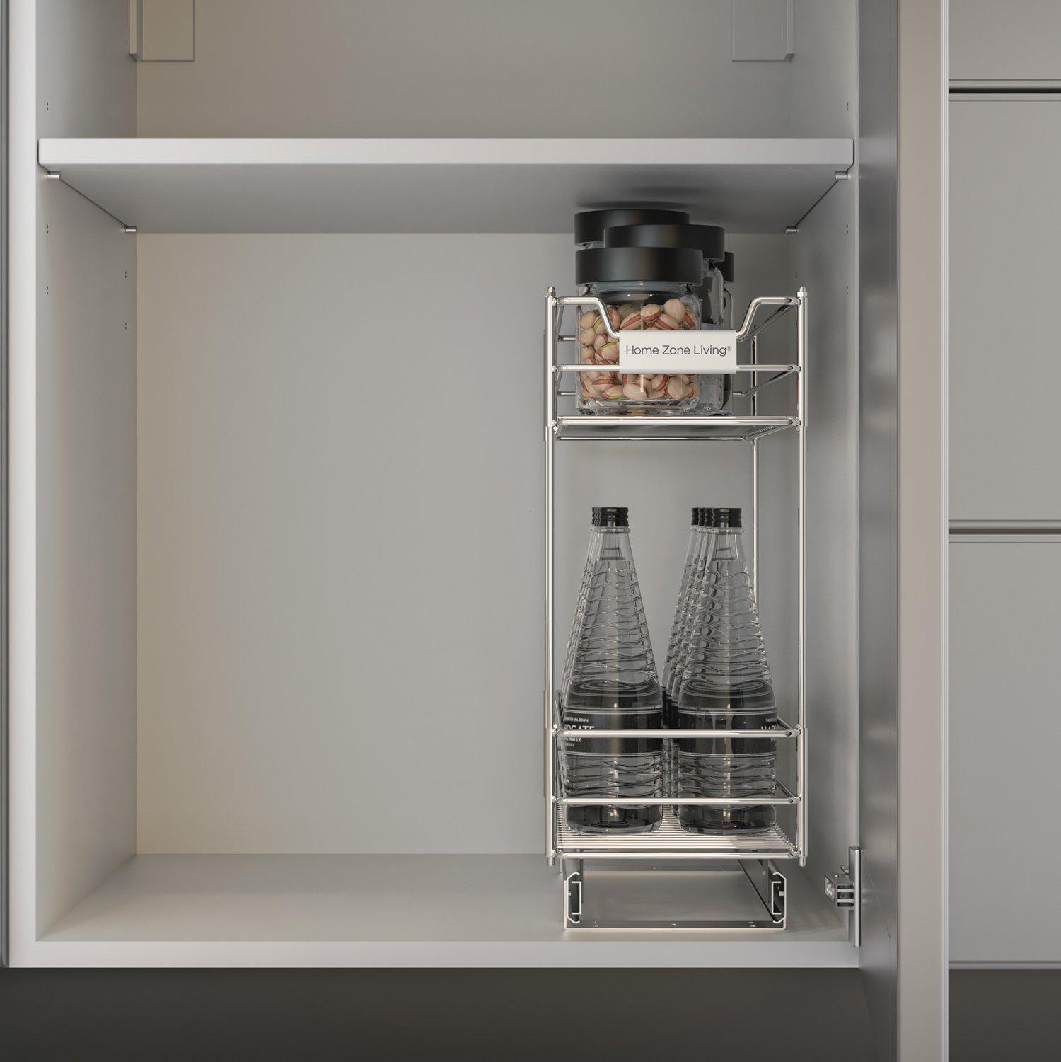 2-Tier Pull-Out Drawer Cabinet Organizer - 7” W x 20” D - Home Zone Living