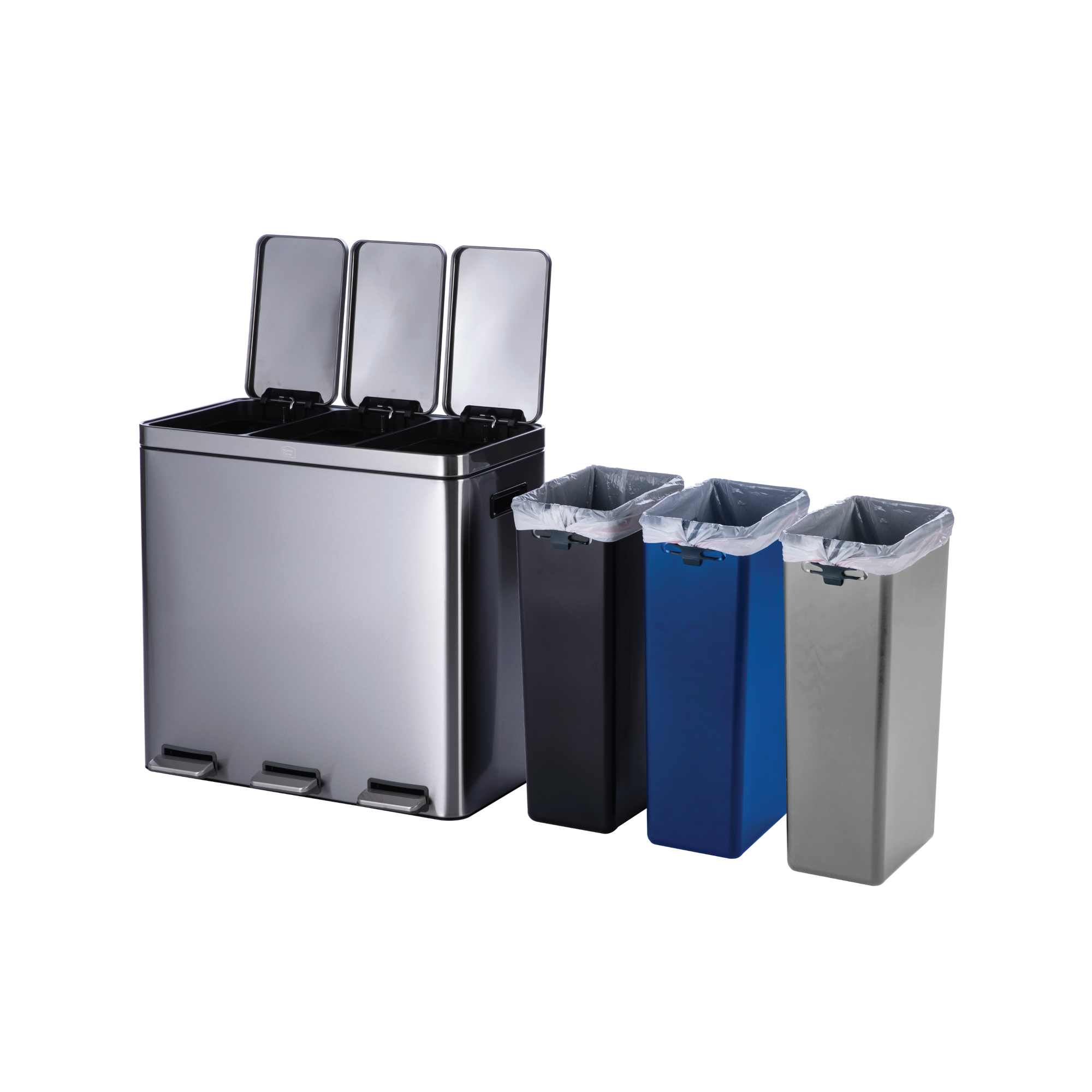 16 Gallon Three Compartment Trash Can - 60 Liters Total