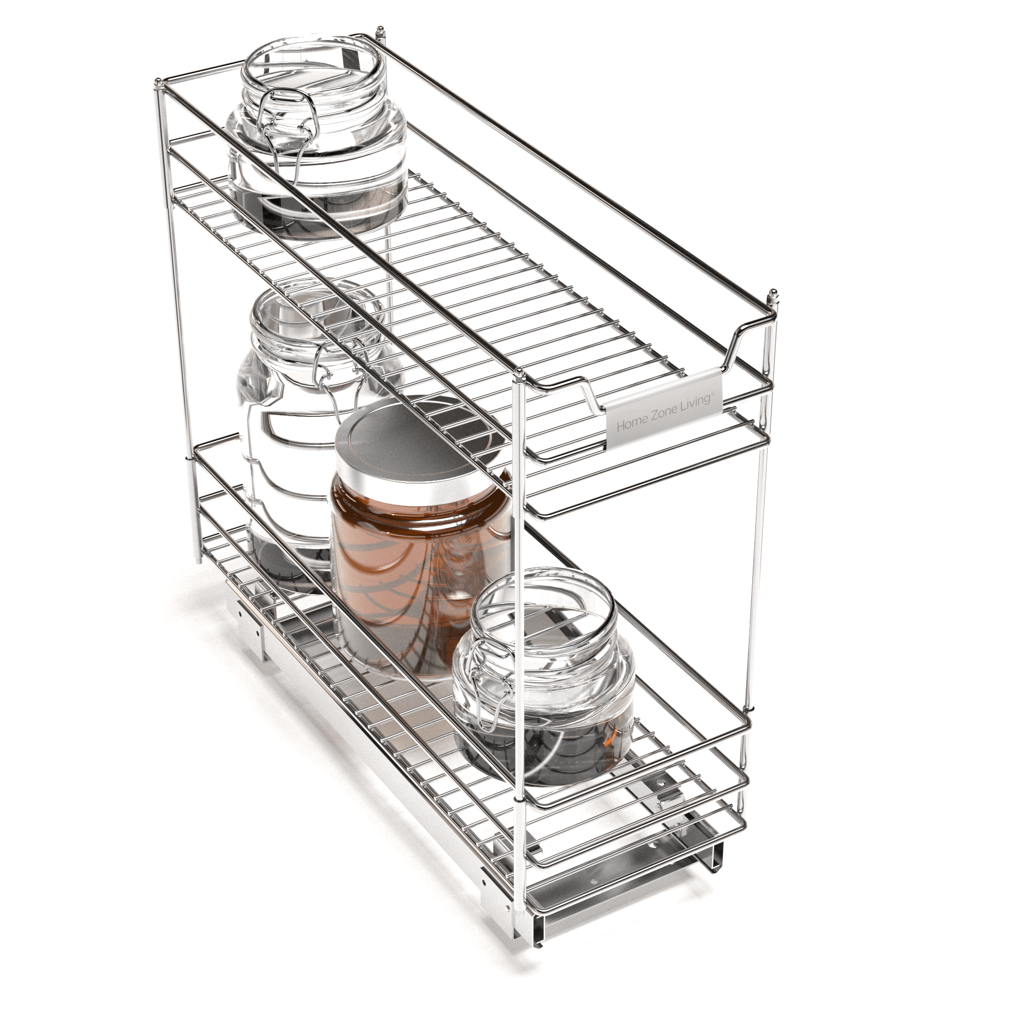 2-Tier Pull-Out Drawer Cabinet Organizer - 7” W x 20” D - Home Zone Living