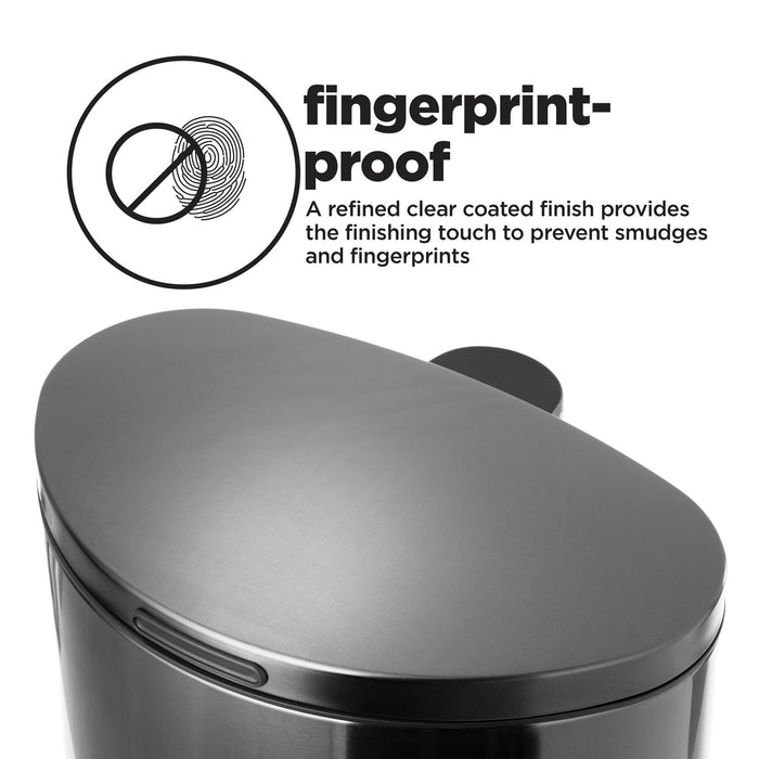 12 Gallon Semi-Round Kitchen Trash Can - 45 Liter Black