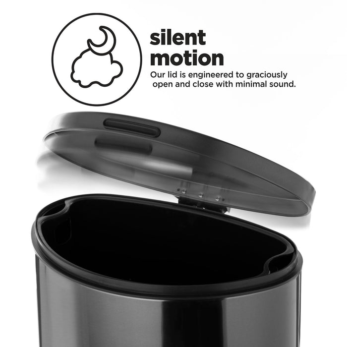 12 Gallon Semi-Round Kitchen Trash Can - 45 Liter Black