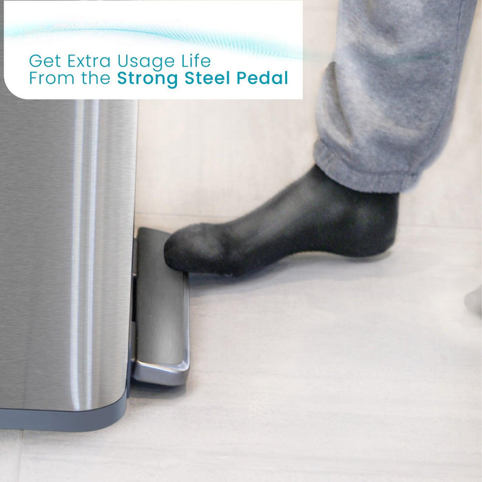 Virtuoso Collection - 13 Gallon Liner-Free Step Pedal Kitchen Trash Can - Home Zone Living
